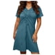 thumbnail image 3 of TaTaai Women's V-neck short sleeve dress, solid color, adjustable drawstring design, slim fit, casual stylish, soft breathable fabric, ideal for daily outings & brunch dates Gift, 3 of 6