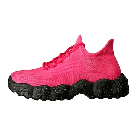 KELINFONG Plus Size Soft Walking Shoes for Women Breathable Flying Woven Socks Shoes Slip on Loafers