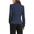 thumbnail image 3 of INSPIRE CHIC Striped Blazer for Women's Notched Lapel One Button Long Sleeve Work Office Suit Jackets M Dark Blue, 3 of 6
