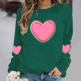 thumbnail image 4 of Amidoa Pullover Tops for Women Green Valentines Oversized Sweatshirts Going out Heart Crew Neck Tees Womens T Shirts L, 4 of 6