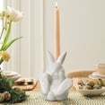 thumbnail image 6 of LEFTHIGH Home Mini White Ceramic Bunny Figurine Easter Spring Home Decor for Living Room Bedroom Desk Shelf Glossy Glazed Porcelain Ornament Home Organization, 6 of 6