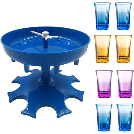 

8 Shot Glass Dispenser Glass And Holder/Whiskey Dispenser With Stand Carrier Caddy Liquor Dispenser Party Gifts Drinking Games Dispenser With 8 Cups With Rotating Pointer