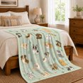 thumbnail image 6 of Playful Watercolor Dog Breed Scene Mint Green, Playful Pet Portrait Pattern, Warm Flannel Blanket for Living Room and Reading Nook, Dog Moms Friendship Gift, Pet Lover Home Decor, 6 of 7