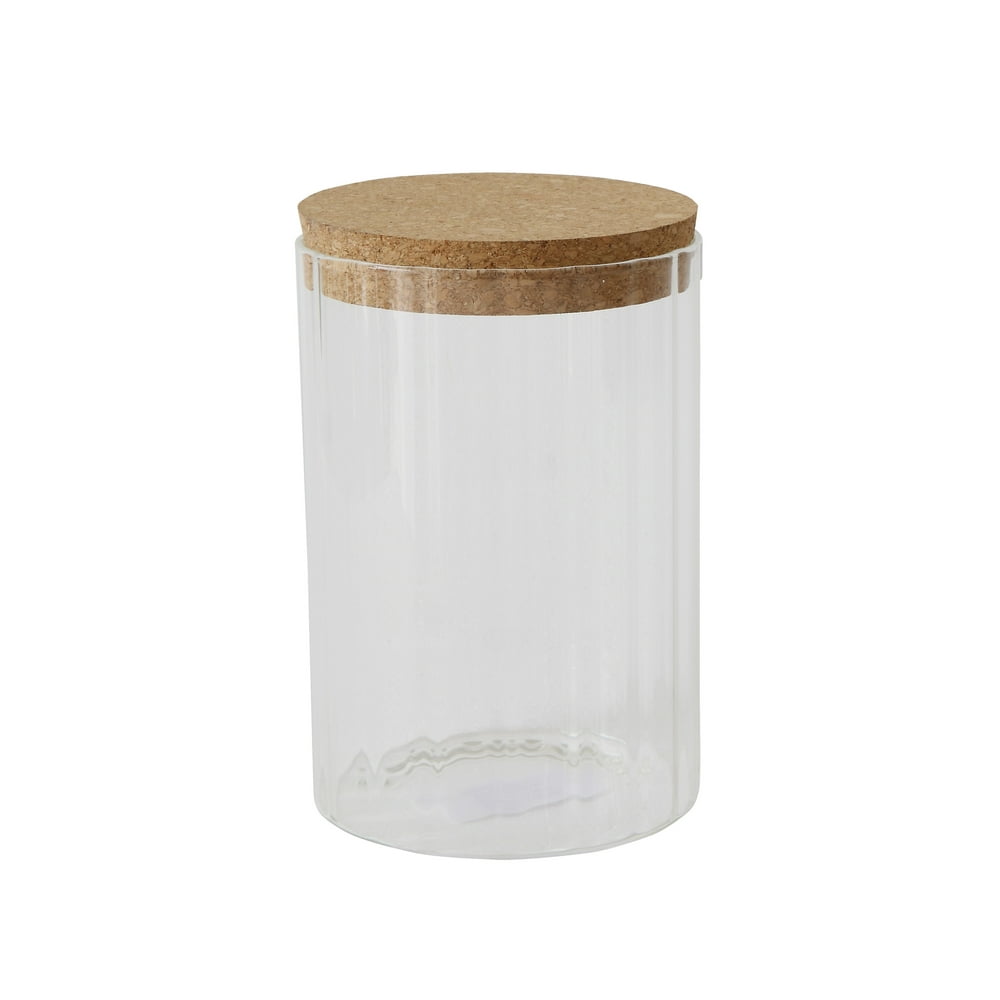 Bloomingville Round Ribbed Glass Jar with Cork Lid