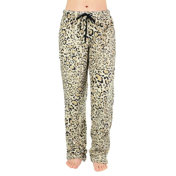 Pantalones de pijama Augper para mujer, cómodos, con estampado de leopardo, bolsillos y cordón de algodón.
