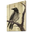 thumbnail image 2 of Designart 'Big Crow Sitting On A Branch' Traditional Print on Natural Pine Wood, 2 of 5