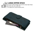 thumbnail image 3 of Magnetic Clasp Flip Stand Case for iPhone 14 Plus with Lanyard 5-Card Holder  Butterfly Flower Multi-card Zipper Wallet Leather Phone Case,Dark Green,For iPhone 14 Plus, 3 of 8