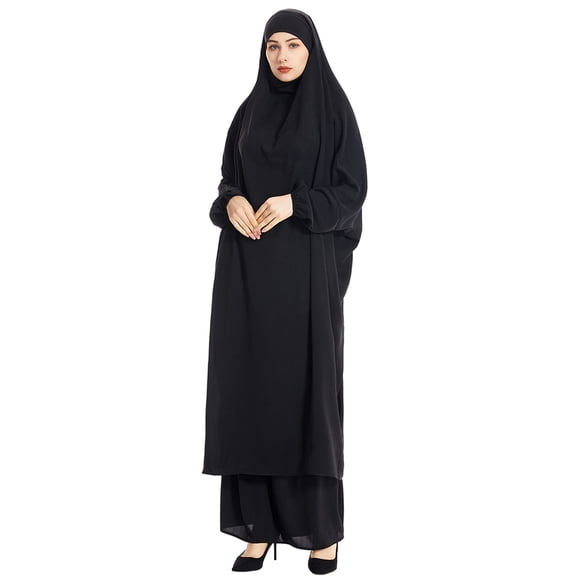 Long Sleeve Tops for Women Hooded Batwing Solid Color Modest Abaya Dress 2 Colors