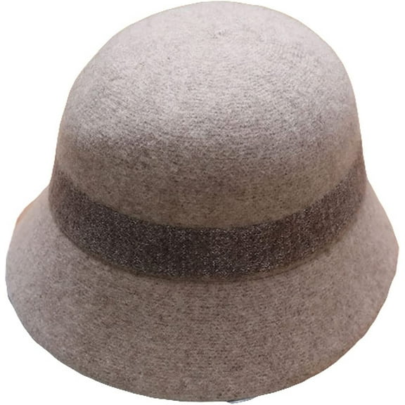 CoCopeaunts Elegant Womens Bucket Hat Soft Wool Felt Cloche Bowler Hat Autumn Winter Church Two-Colors Knitted Hats for Girl