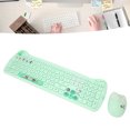 thumbnail image 1 of Teclado Y Mouse Inalámbricos, Teclado Ergonómico Con Tema De Gato Lindo Retro, Combinación De Mouse, Linda Tecla Redonda Verde Para Niños Para Computadoras Portátiles, 1 of 8