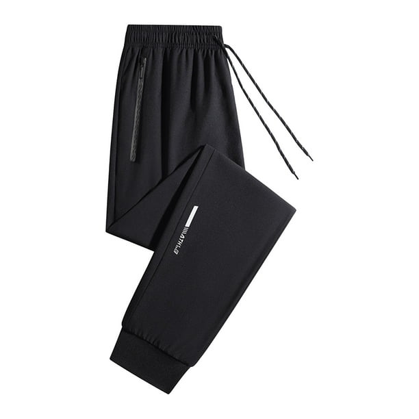 Pantalones casuales de moda para hombre, con bolsillos y tobillos, color liso, cintura elástica y cordón ajustable.