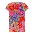 thumbnail image 4 of wycnly Shirts for Women Sexy Lace Patchwork Hollow out Loose Fit Pleated Hem Tee Tops Summer Trendy Floral Short Sleeve Round Neck Ladies Blouses Watermelon Red XL, 4 of 5