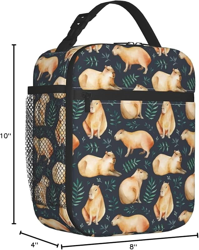 Capybaras Leaf Lunch Box Insulated Thermal Reusable Lunch Bag Cooler Totes For Men Work Office Picnic Hiking