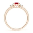 thumbnail image 2 of ANGARA Natural Classic Ruby and Diamond Three Stone Engagement Ring in 14K Rose Gold for Women (Size-5mm) | July Birthstone, Birthday, Anniversary, Jewelry Gift for Women | Natural Ruby Ring, 2 of 11