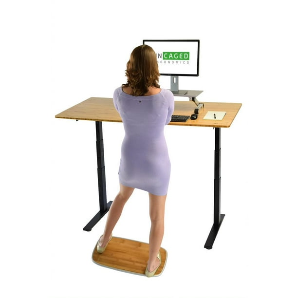 RISE UP bureau debout électrique à double moteur 60x30 bureau en bambou noir  haut de gamme ergonomique réglable en hauteur assis debout table de bureau  d'ordinateur de bureau motorisé meuble moderne petit