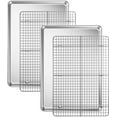 thumbnail image 1 of Baking Sheet with Cooling Rack Set [2 Sheets + 2 Racks], CPDD Stainless Steel Cookie Half Sheets Baking Pan Oven Tray with Rack, 12 x 10 x 1 Inch, Heavy Duty, Non-toxic, Easy Clean, 1 of 7