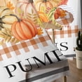thumbnail image 5 of Sheer Curtains 63 inches Long, Pumpkin Leaves Brown White Checkered Solid White Background Sheer Window Curtains Rod Pocket Voile Drapes for Bedroom Living Room, 52"W x 63"L 2 Panels, 5 of 7