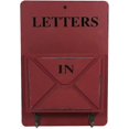 thumbnail image 1 of Boîte aux Lettres en Bois Porte-Lettres Trieur de Courrier Boîte de Rangement Crochets à Clés Support Debout (Rouge Foncé), 1 of 4
