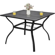 LastDan Metal Patio Dining Table Outdoor Bistro Square Table with 1.57" Umbrella Hole Outdoor Furniture for Backyard Garden, Black