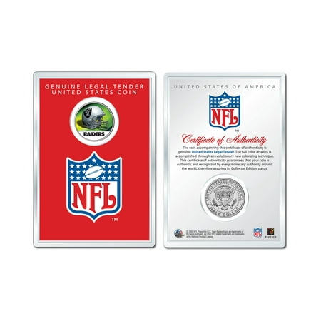 Military Coin Display - OAKLAND RAIDERS NFL Helmet JFK Half Dollar US Coin w/ Display Case LICENSED