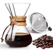 Pour Over Coffee Maker 14 OZ, 4 Cup Borosilicate Glass Drip Coffee Maker with Reusable Stainless Steel Filter and Cork Grip for Home Café 400 ML
