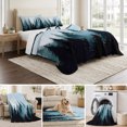 thumbnail image 6 of Twin XL Quilt Set 68''x98'', Forest Turquoise Lightweight Summer Bedspread Coverlet Set with 2 Pillow Shams, Retro Trees Silhouette Landscape Breathable All Season Quilt Bedding for Dorm/Guest Room, 6 of 9