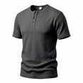 thumbnail image 6 of Guluxicc Men's Waffle Henley Shirts Crew Neck Button Closure Short Sleeve Tops for Everyday Wear Summer Casual Outfits, 6 of 8