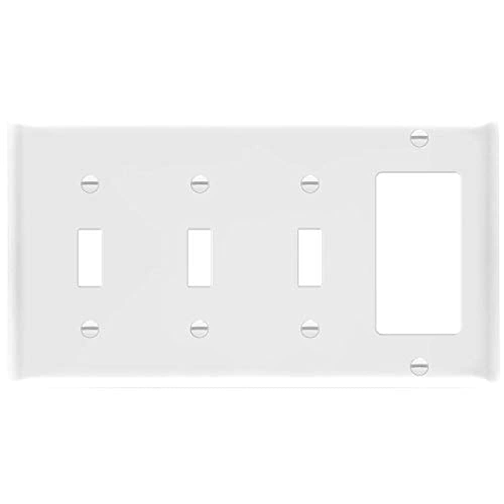 ENERLITES Combination Toggle Light Decorator Switch Wall Plate, Size 4
