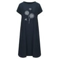 thumbnail image 3 of Robe d'Été à Manches Courtes pour Femmes Coupe Ample Col Rond Imprimé Floral Mode Robe de Vacances avec Poche, 3 of 3