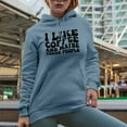 thumbnail image 2 of I Like Coffee and Maybe Three People, Groovy Retro Wavy Text Merch Gift, Light Blue Hooded Sweatshirt or Hoodie, 2XL, 2 of 5
