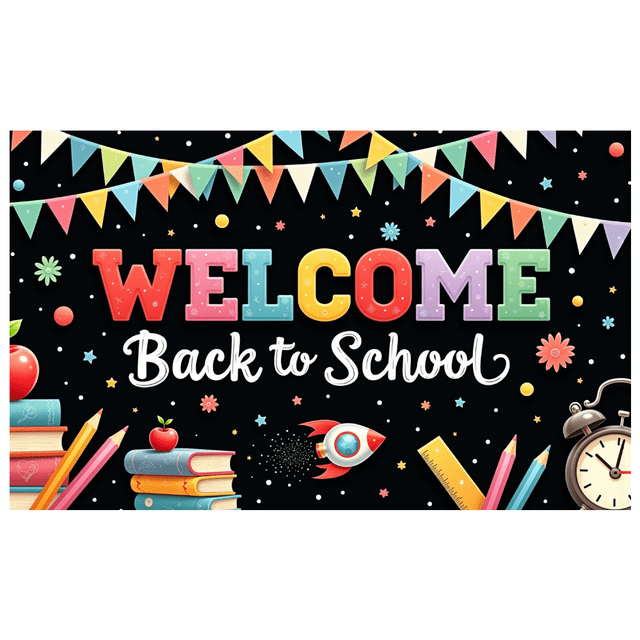 Colorful Design Back to School Banner Educational Theme Classroom Decor Welcome Sign for School Event Teacher's Day