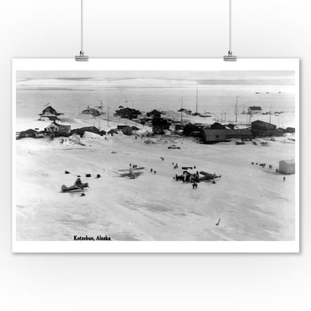 Flight Photo - Kotzebue, Alaska - View of a Snowy Airstrip Photo (9x12 Art Print, Wall Decor Travel Poster)