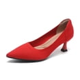 thumbnail image 4 of Xfvqtps Womens Knit Heels Pointed Toe Block Heel Pumps Comfortable Slip On Shoes Casual Dress Heels Breathable Knit Fabric Heels for Women All Season Footwear, 4 of 9