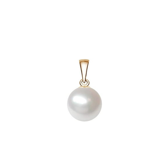 Japanese White Akoya Cultured Pearl Pendant for Women AA  Quality Yellow Gold Plated Sterling Silver (7-7.5mm)