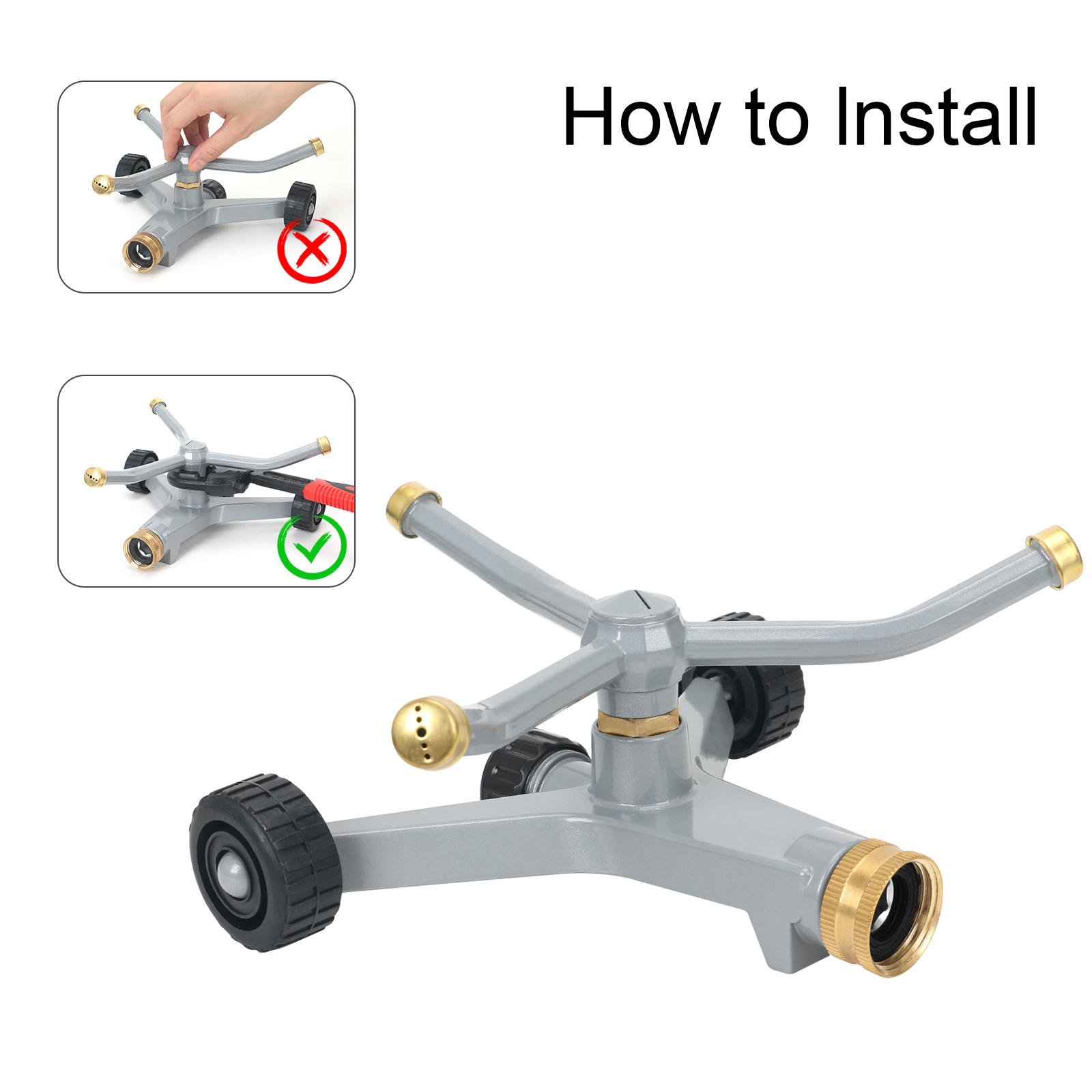 STYDDI Metal 3-Arm Rotating Lawn Sprinkler, 45 Ft Coverage photo 7