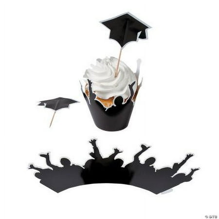 Graduation Cupcake Collars W/ Picks - Party Supplies - 100 Pieces