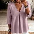 thumbnail image 6 of Womens Deep V Neck Top Flowy Swing Shirt, Long Sleeve Shirts for Women Blouses Beach Tops Pink M(M), 6 of 9