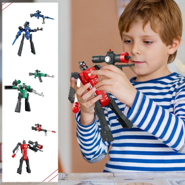 Fiudx Liquidación De Ofertas Flash Diy Modelo De Revólver Deformado Robot Bolsillo Juguete 98K Juego De Pistola