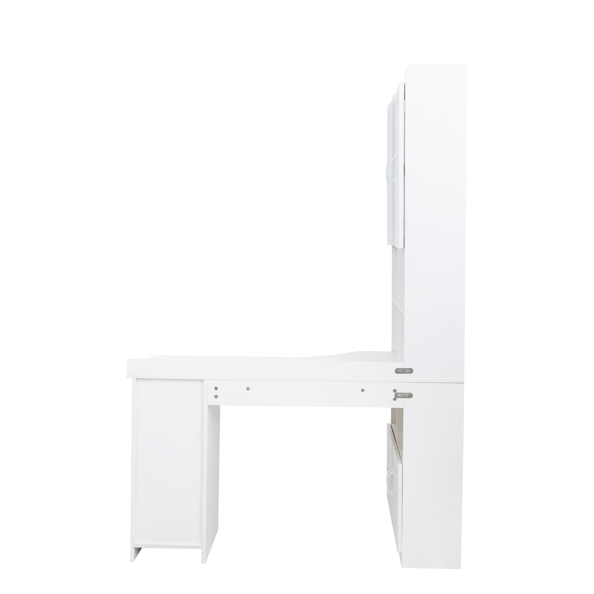 Euroco L-Shaped Corner Computer Desk for Home Office or Study desk, Study Modern Style Table with Drawers, Bookshelf & Hutch, 2-in-1 L-Shaped Design, Large Working Space,white