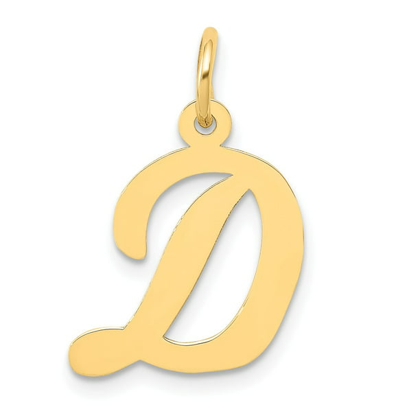 AA Jewels - Solid 14k Yellow Gold Medium Script Initial Letter D ...