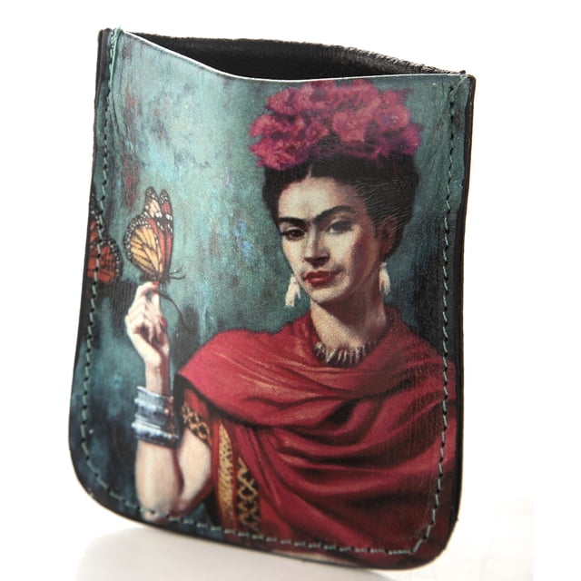 Monedero para Mujer 100% de Piel Genuina - Práctico con entrada a presión - Increíble diseño de motivos mexicanos. IDEAL COMO REGALO. - MUJER Y MARIPOSA MXM NA