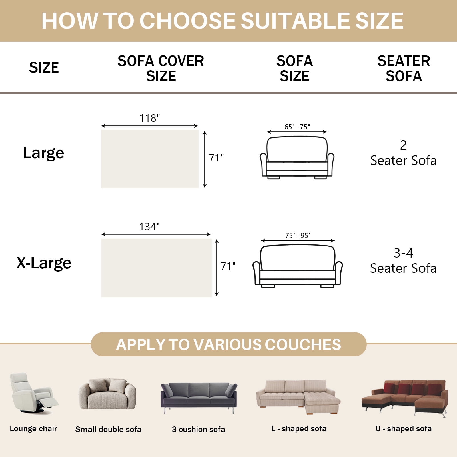 WOOW DEPOT Warm Faux Rabbit Fur Sofa Cover Machine Washable, Thick Throw Blanket L Shape Slipcover for 3 Cushion Couch, Beige Cream 71"x134"
