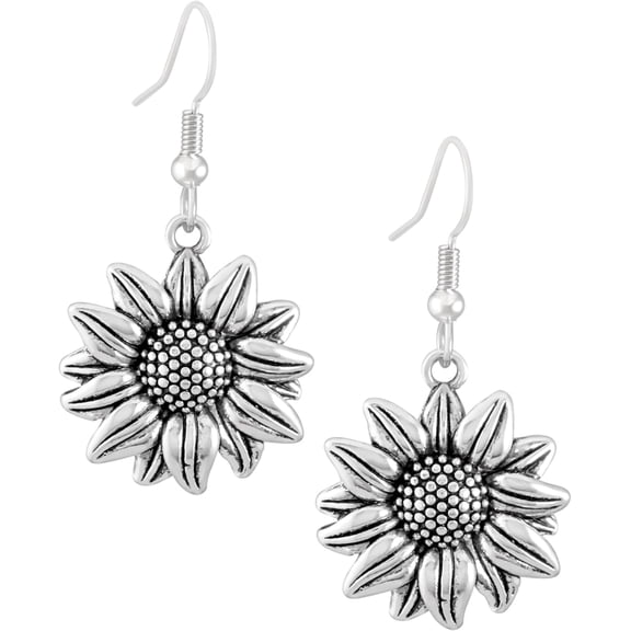 Boho Vintage Summer Silver Plated Sunflower Dangle Drop Earrings Jewelry Gift for Women