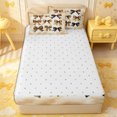thumbnail image 4 of Erosebridal Vintage Leopard Bow Zipper Queen Comforter Set with Fitted Sheet and 2 Pillowcases,Faded Textured Paper Backdrop Zipper Bedding Set,Brown Cream White,4 Pieces,Reversible, 4 of 6