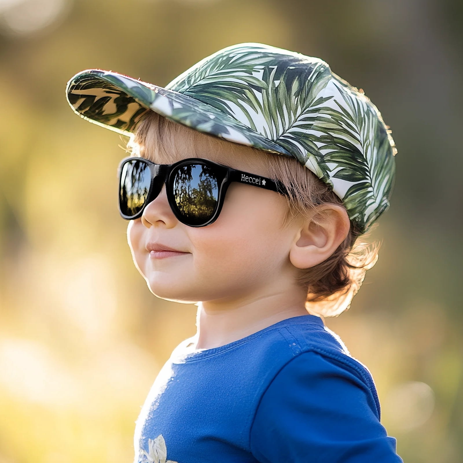 HECCEI Pebblie Baby Sunglasses with Strap - UV 400 Polarized Sunglasses, Ages 0-2 Black