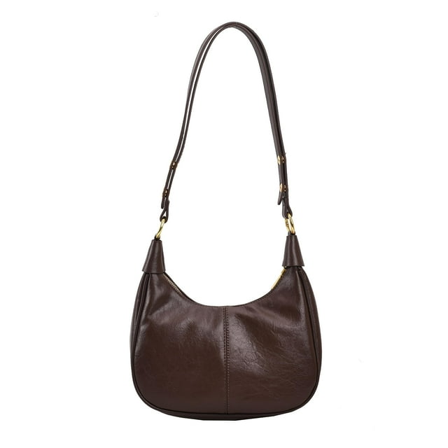 Bolso de hombro JYG Small Hobo para mujer, retro, color café en forma de media luna