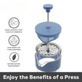 thumbnail image 5 of Borosilicate Glass French Press Coffee Maker 20oz - 5 Cup Capacity Coffee Press Single Serve Coffee Maker Stainless Steel Lid and Plunger Make Great Coffee Gifts Blue, 5 of 6