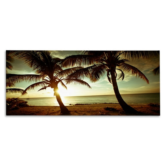 Stupell Industries Sunlit Palm Trees Coastal Photography Gallery Wrapped Canvas Art Print Wall Art, 24 x 10