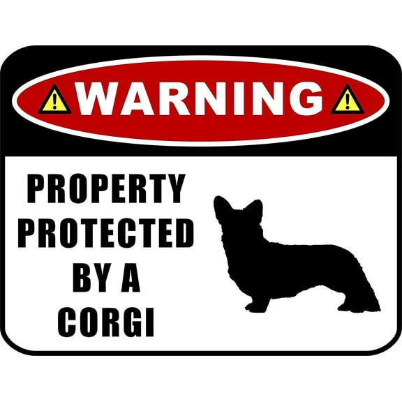 PCSCP Warning Property Protected by a Corgi (SILHOUETTE) 11.5 inch x 9 inch Laminated Dog Sign