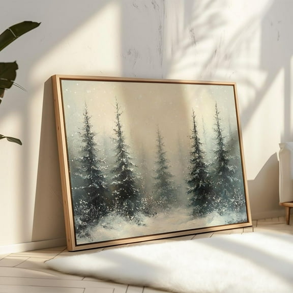 Tranquil Snowy Forest Painting - Winter Pine Tree Landscape Wall Art Print For Rustic, Holiday, And Cabin Decor Wall Art, Modern Wall Decor, 8x12 UNFRAMED